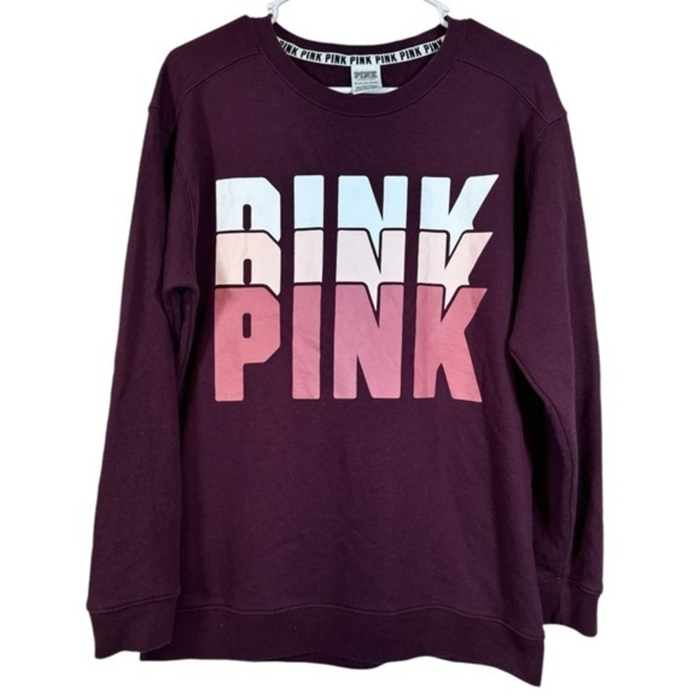 Pink VIctoria's Secret Maroon Sweatshirt Oversized Size XS EUC #VEG-0068